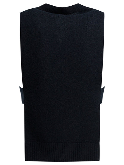 Miu Miu Cashmere vest with logo - Blue