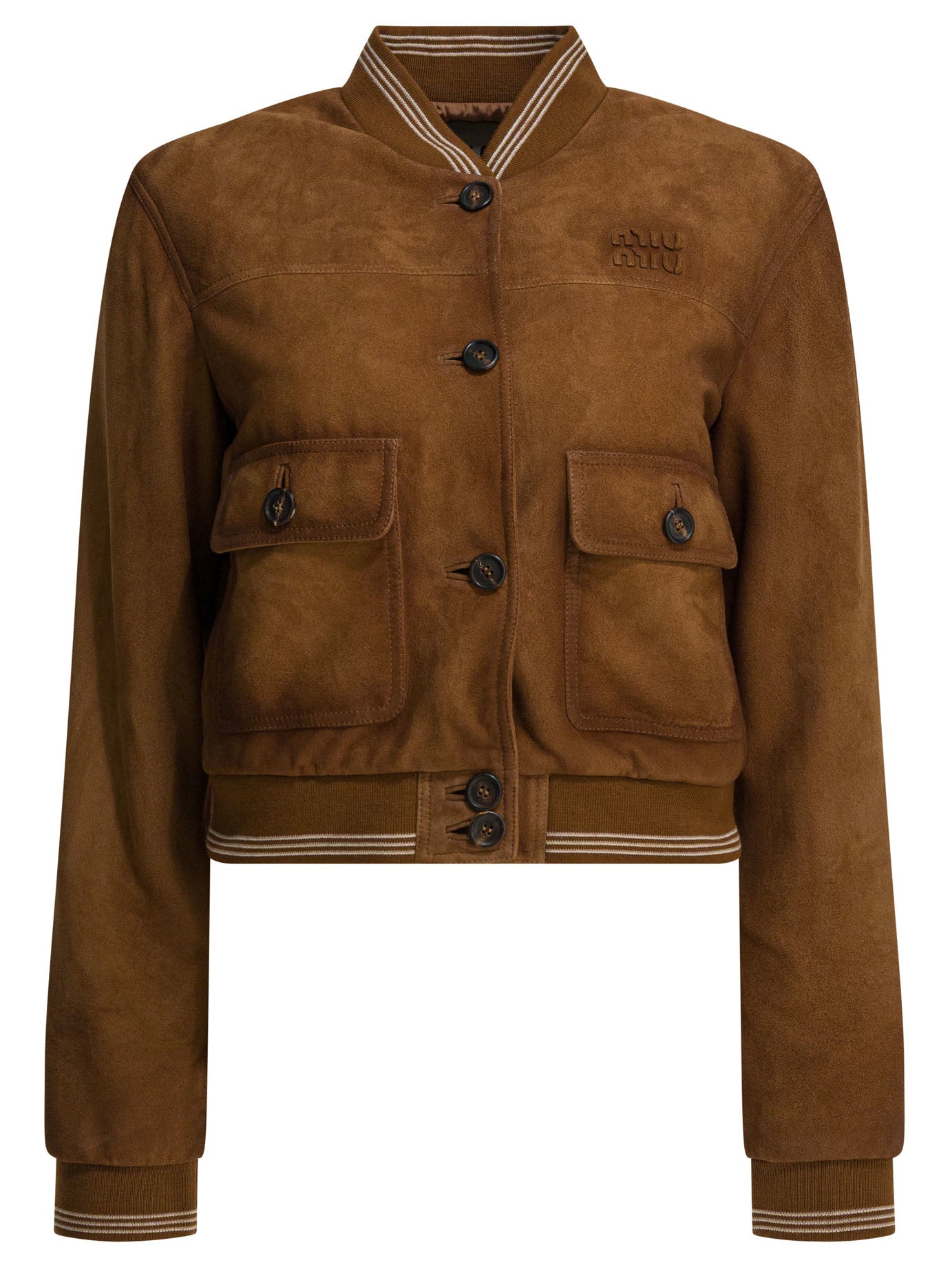 Miu Miu Suede leather bomber jacket - Brown