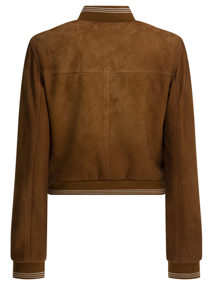 Miu Miu Suede leather bomber jacket - Brown