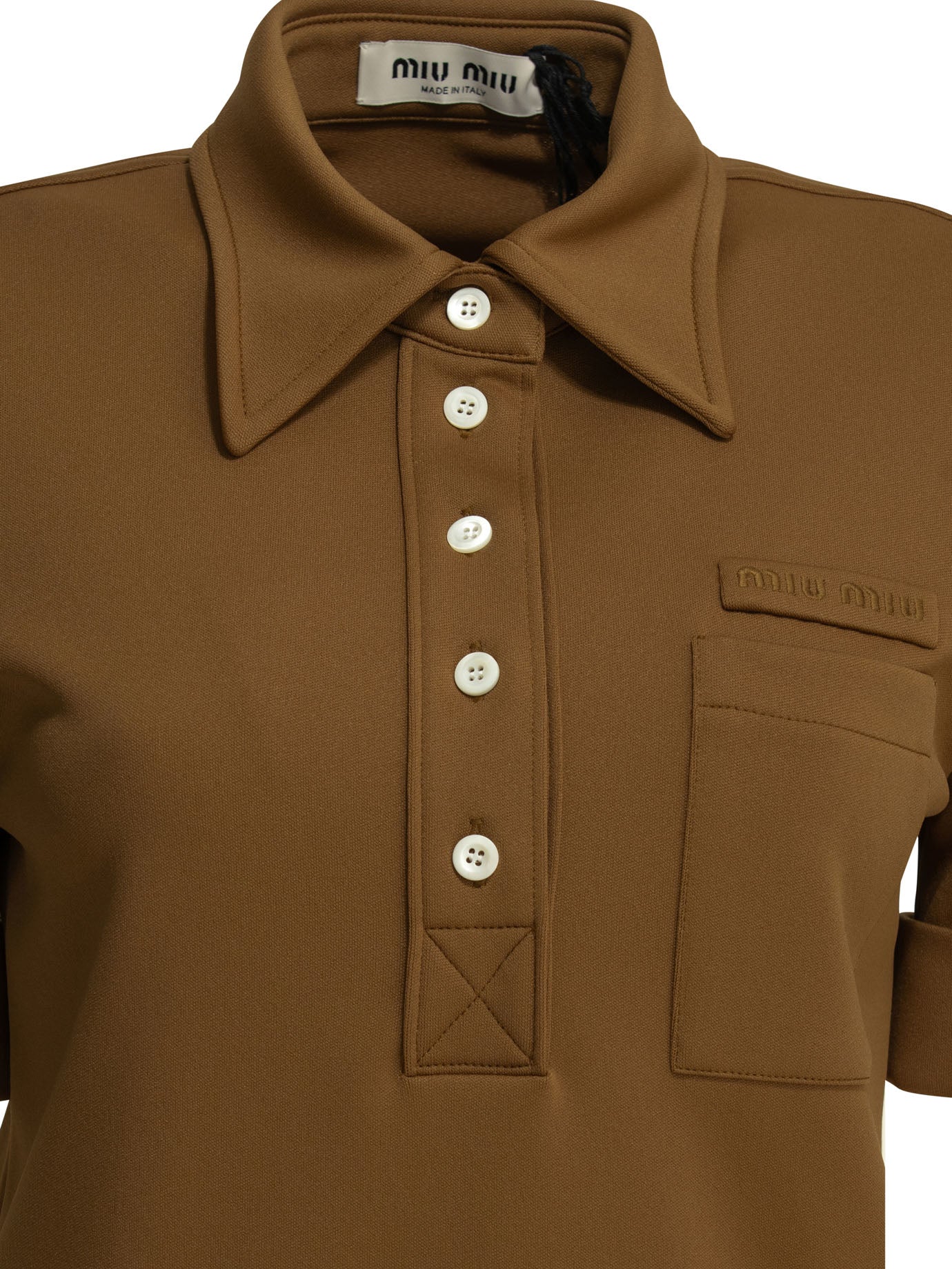 Miu Miu Polo shirt with buttons and logo - Brown