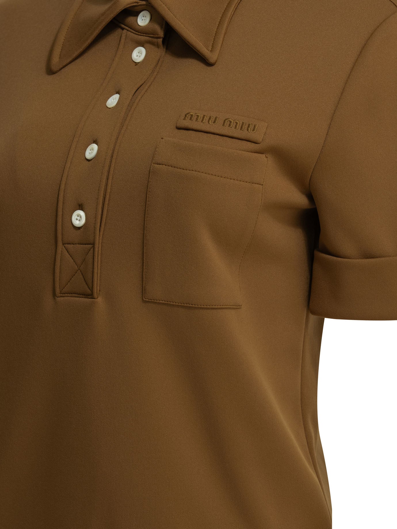 Miu Miu Polo shirt with buttons and logo - Brown