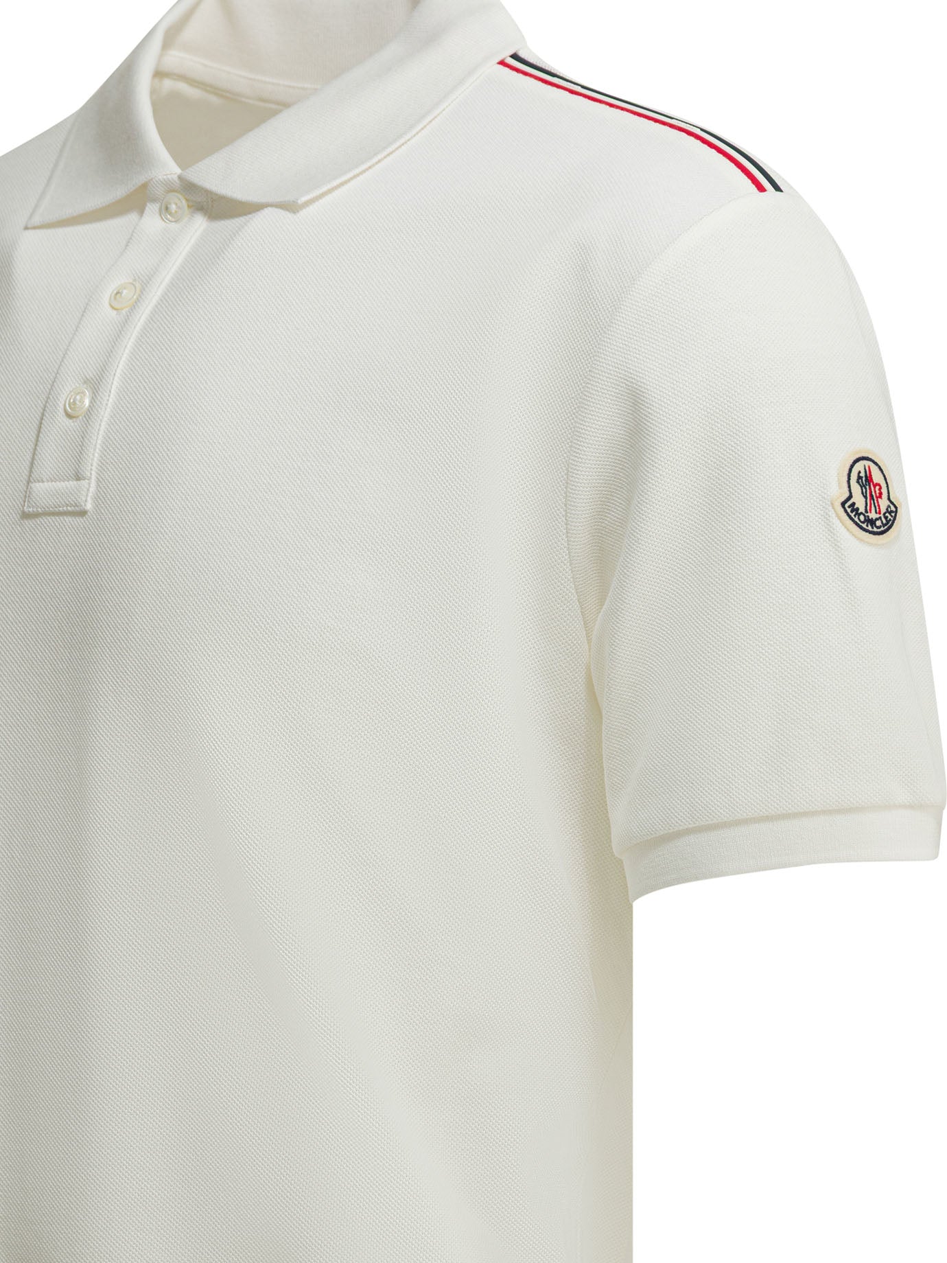 Moncler Polo shirt with buttons and logo - White