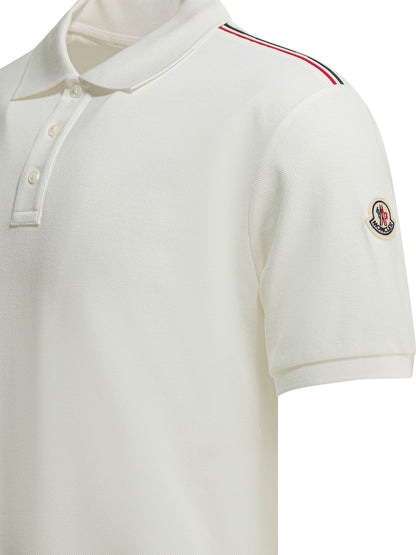 Moncler Polo shirt with buttons and logo - White