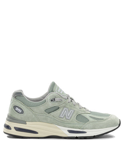 New Balance "Made in UK 991v2" Low-Top Sneakers - Green