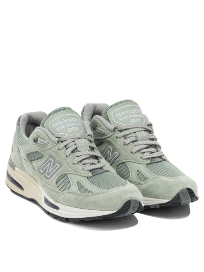 New Balance "Made in UK 991v2" Low-Top Sneakers - Green