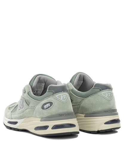 New Balance "Made in UK 991v2" Low-Top Sneakers - Green