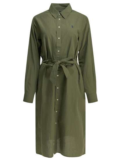 Polo Ralph Lauren Chemisier midi dress with logo - Green