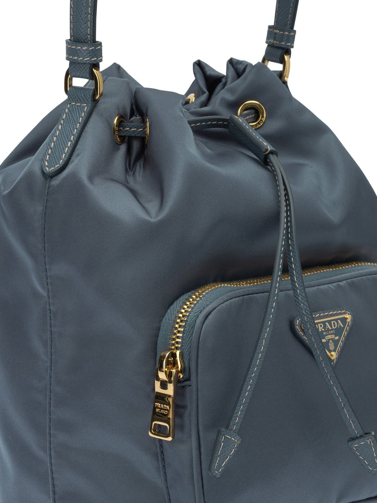 Prada Re-Nylon Small "Duet" Hand Bag - Blue