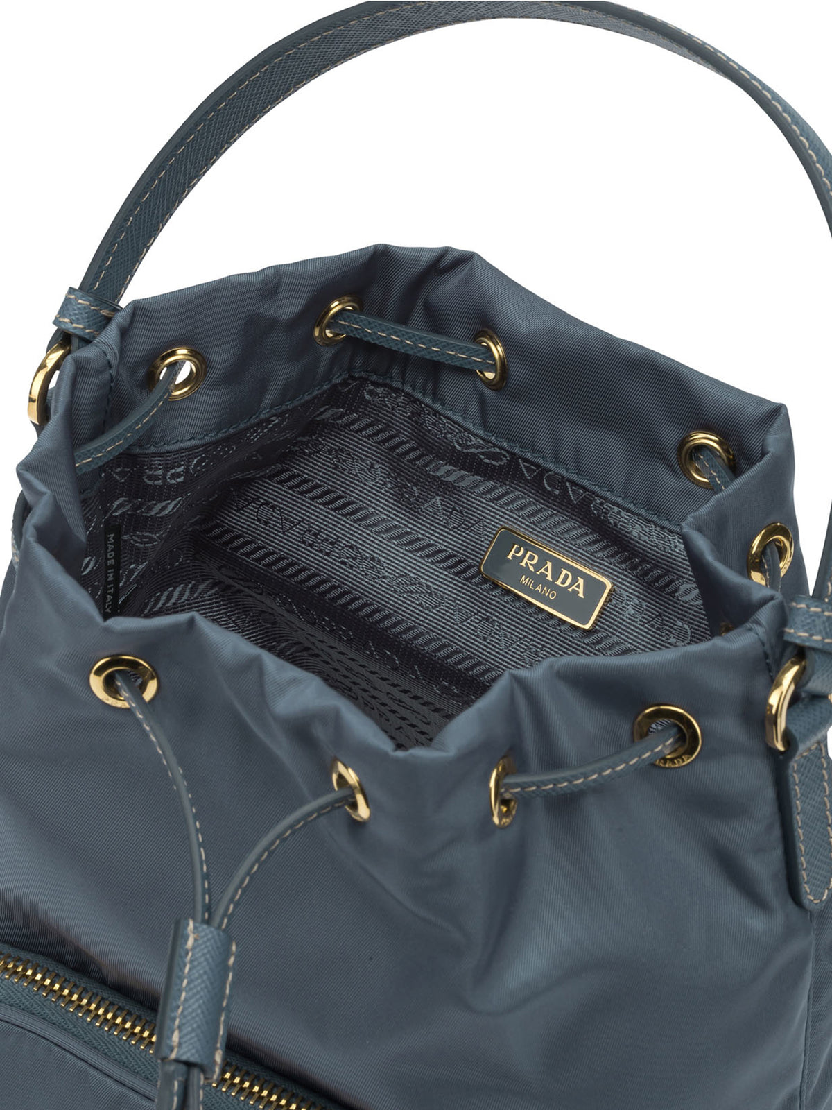 Prada Re-Nylon Small "Duet" Hand Bag - Blue