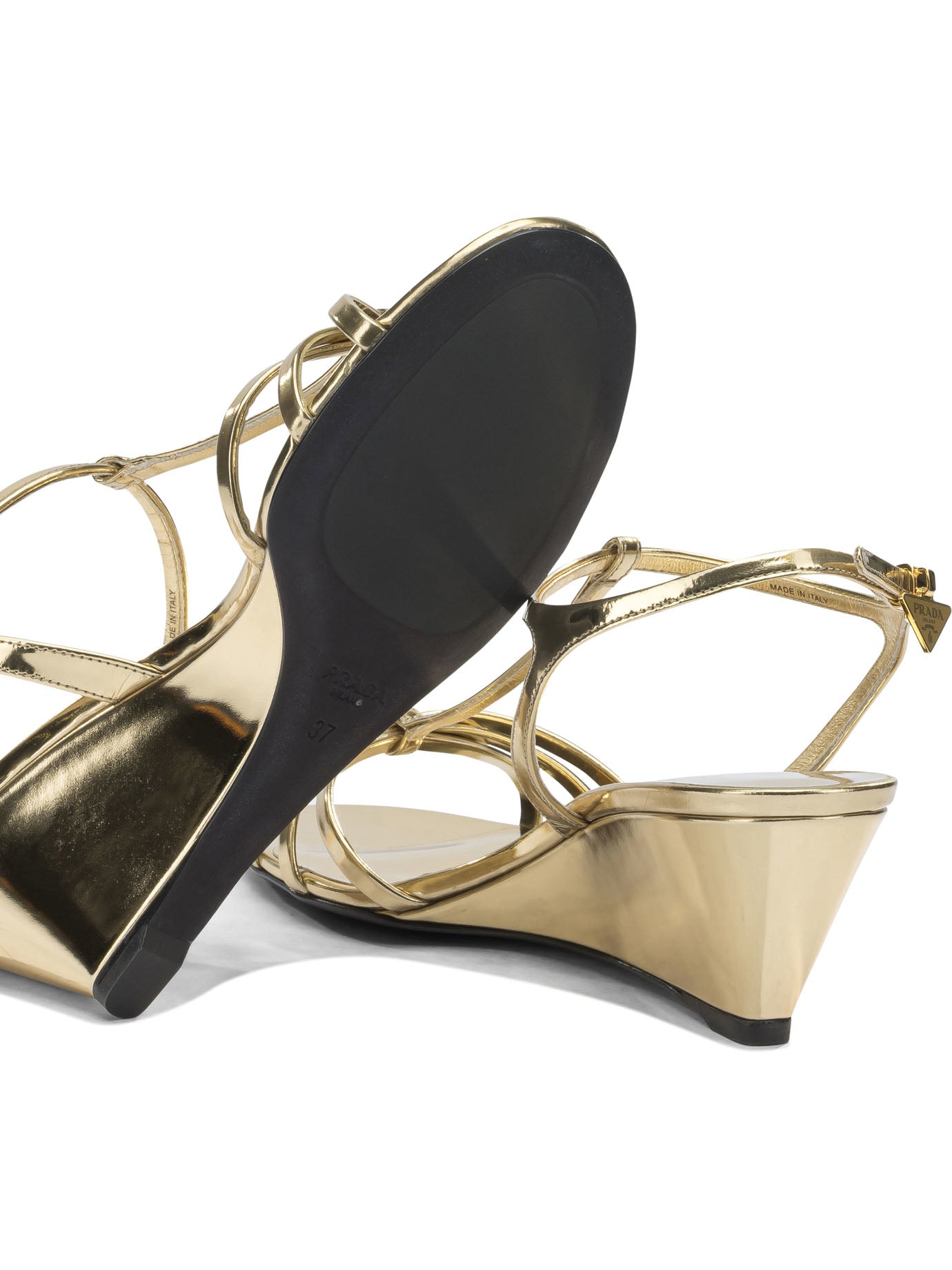 Prada Leather heeled sandal - Gold