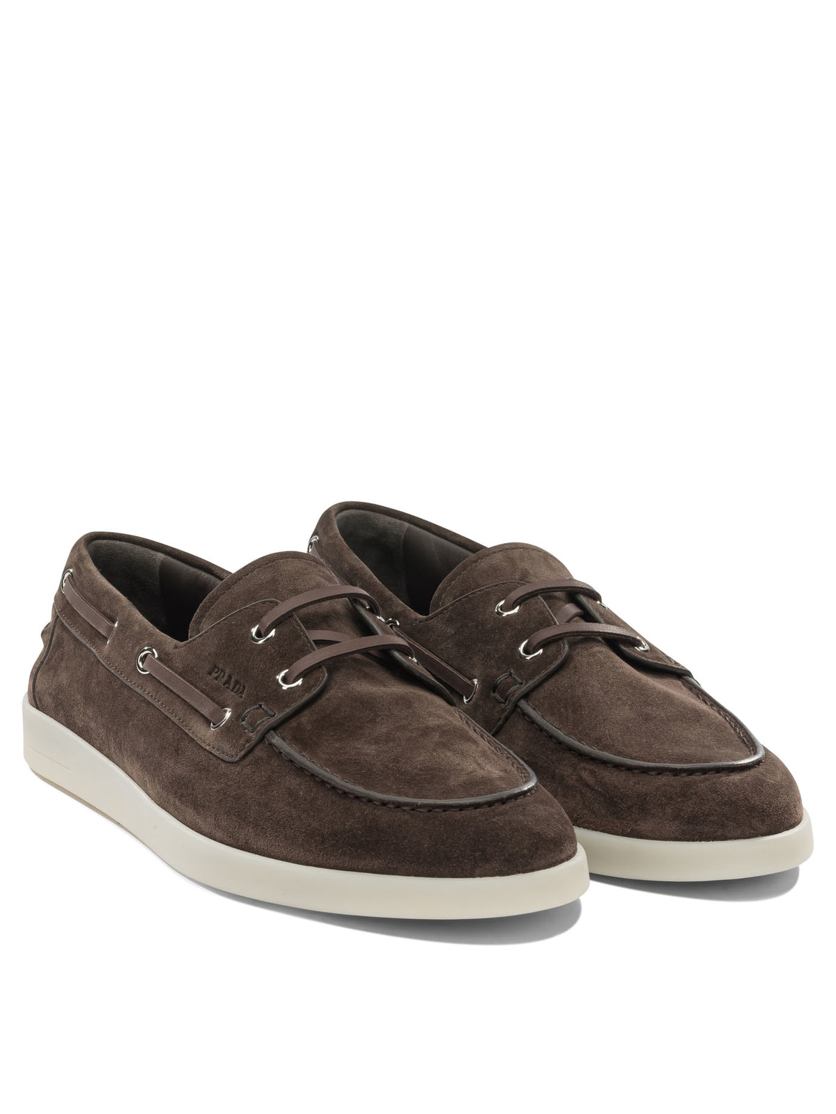 Prada Suede lace-up loafers - Brown