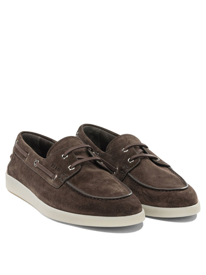 Prada Suede lace-up loafers - Brown