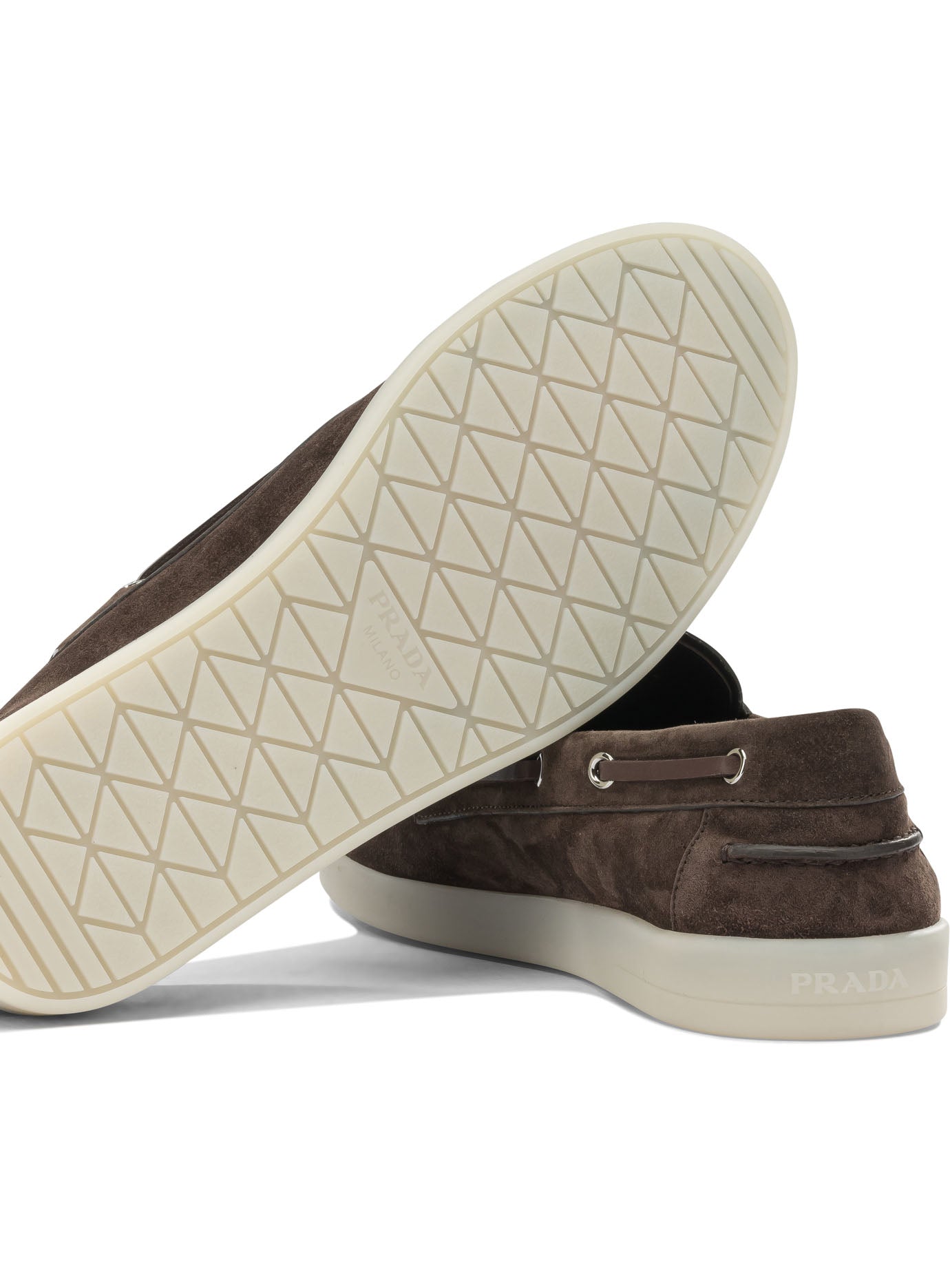 Prada Suede lace-up loafers - Brown