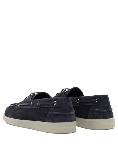 Prada Suede lace-up loafers - Blue