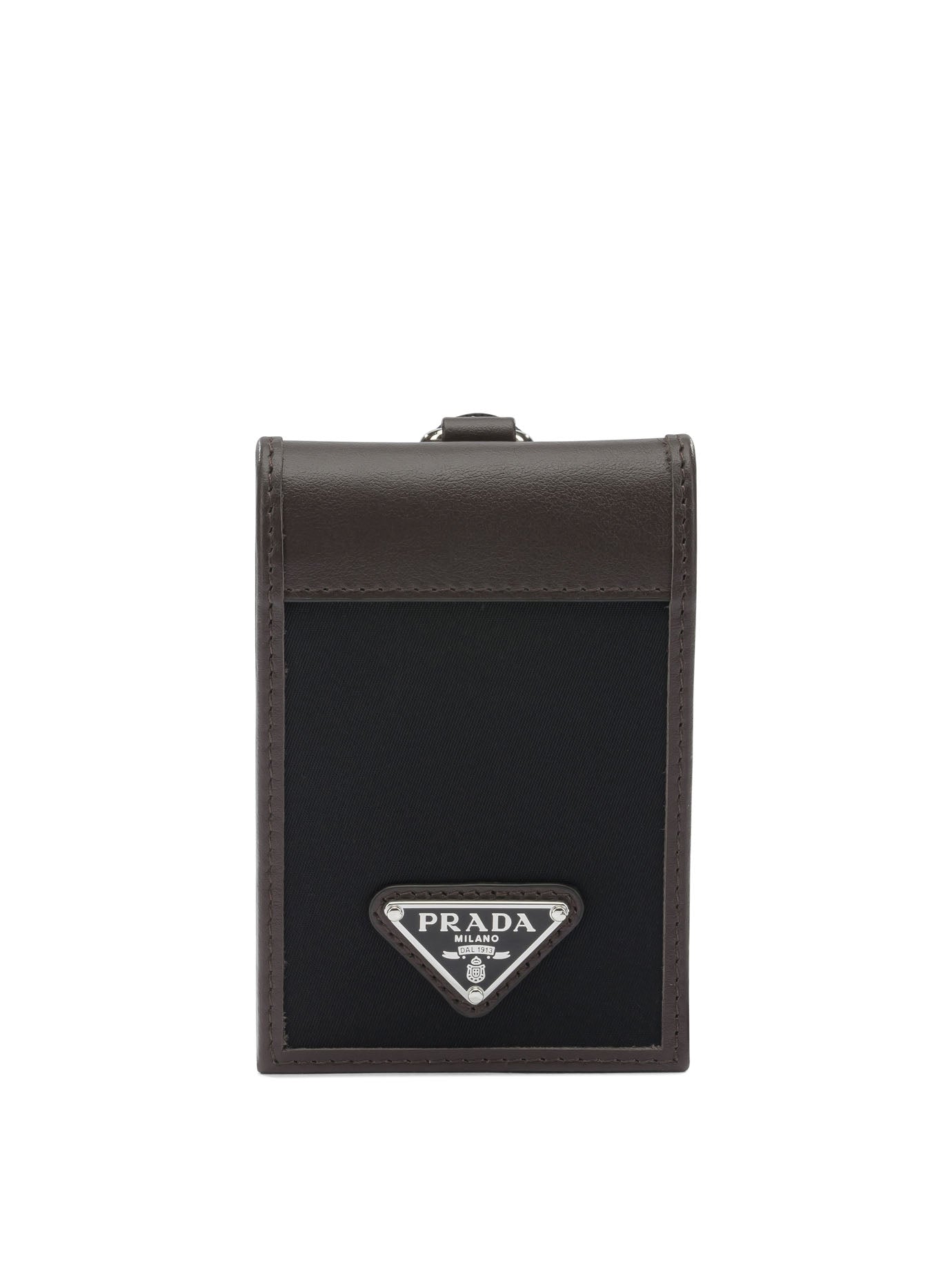 Prada "Prada Speedrock" card case in Re-Nylon and leather with shoulder strap - Black