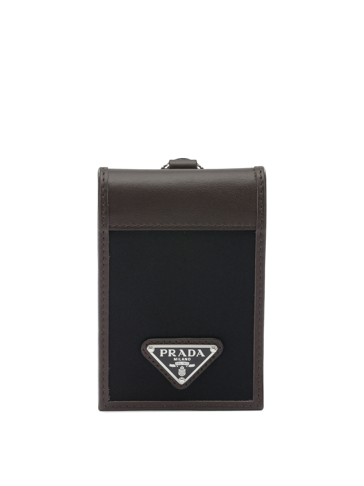 Prada "Prada Speedrock" card case in Re-Nylon and leather with shoulder strap - Black