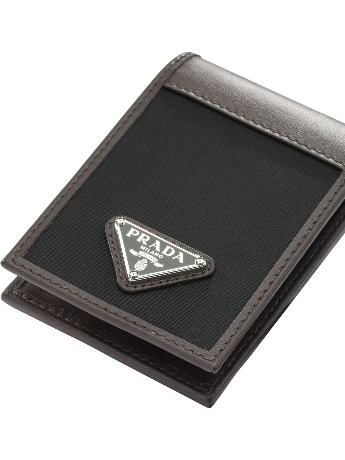 Prada "Prada Speedrock" card case in Re-Nylon and leather with shoulder strap - Black