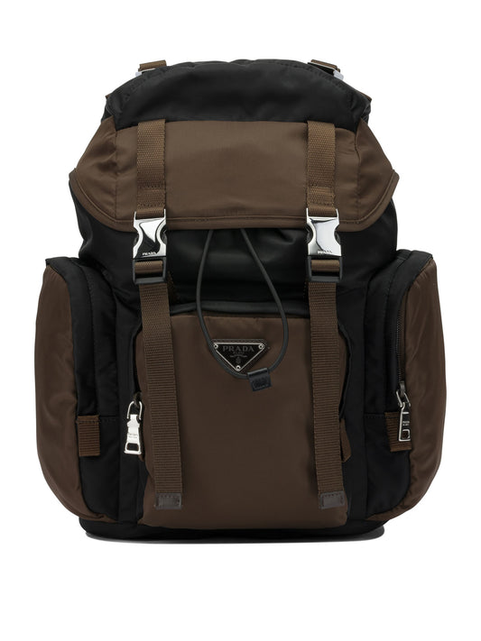 Prada Casual backpack in Re-Nylon and leather - Brown
