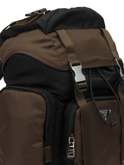 Prada Casual backpack in Re-Nylon and leather - Brown