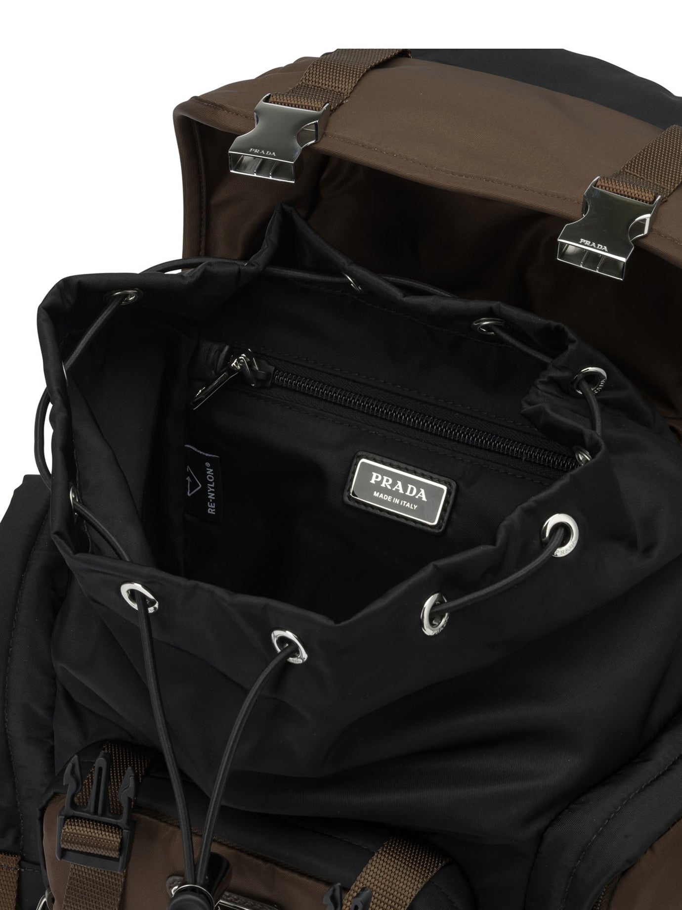 Prada Casual backpack in Re-Nylon and leather - Brown