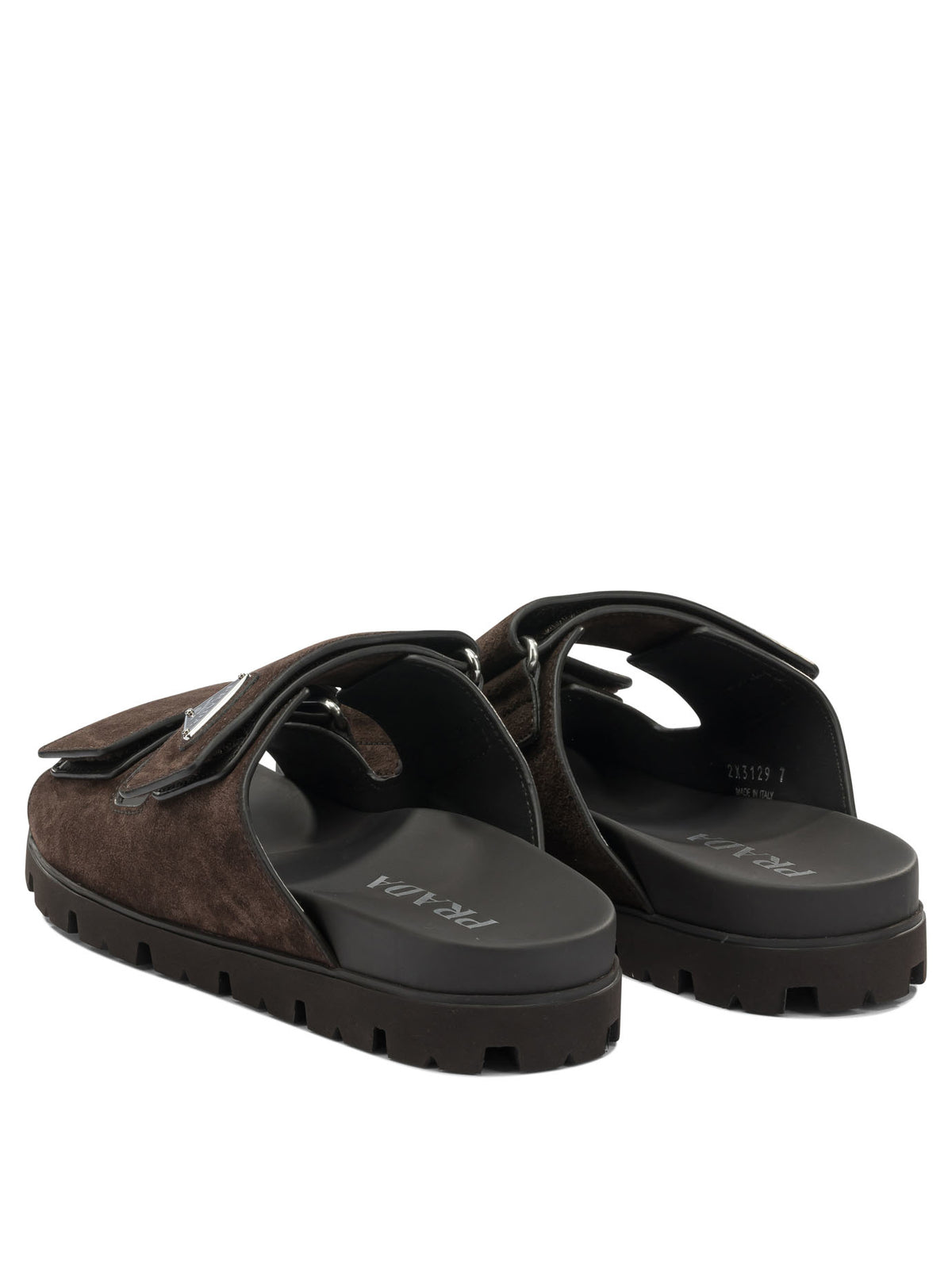 Prada Suede double-strap slide - Brown