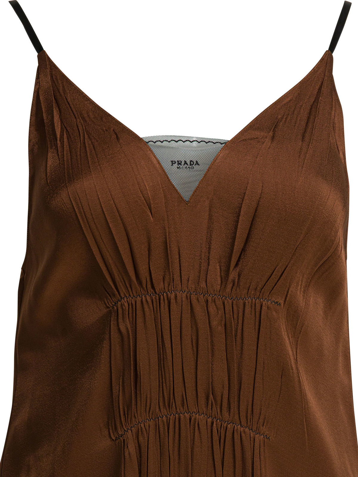 Prada Long V-neck dress - Brown