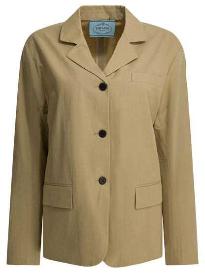 Prada Single-breasted cotton blazer - Beige