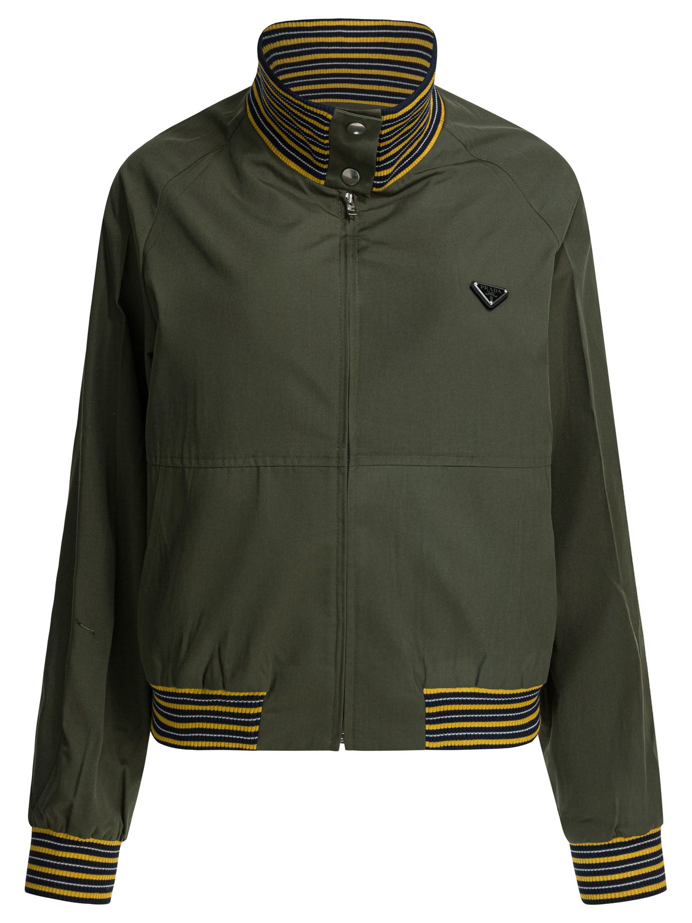 Prada High neck bomber jacket with logo - Green