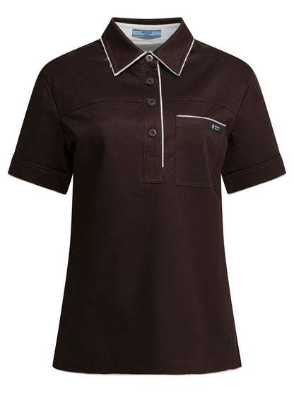 Prada Lisle thread polo shirt - Brown