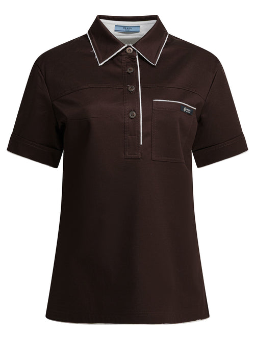 Prada Lisle thread polo shirt - Brown