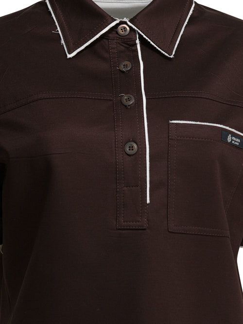 Prada Lisle thread polo shirt - Brown