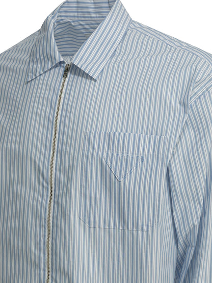 Prada Striped shirt with zipper - Light Blue