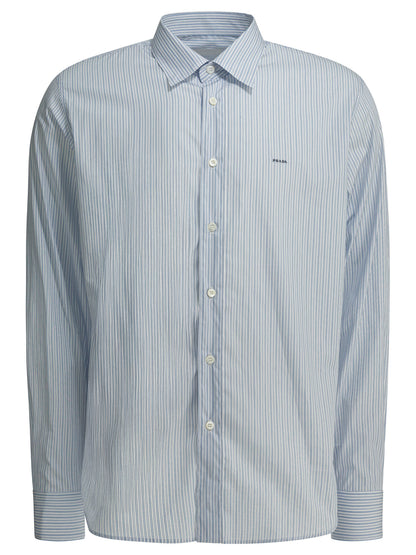 Prada Cotton shirt with logo - Light Blue