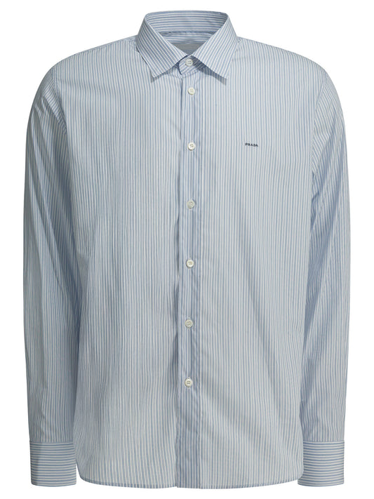 Prada Cotton shirt with logo - Light Blue