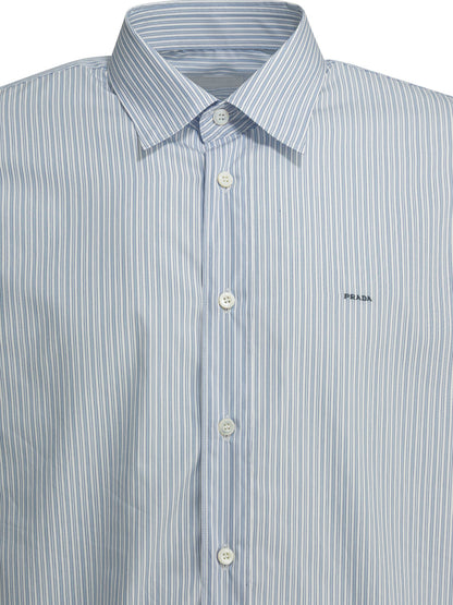 Prada Cotton shirt with logo - Light Blue