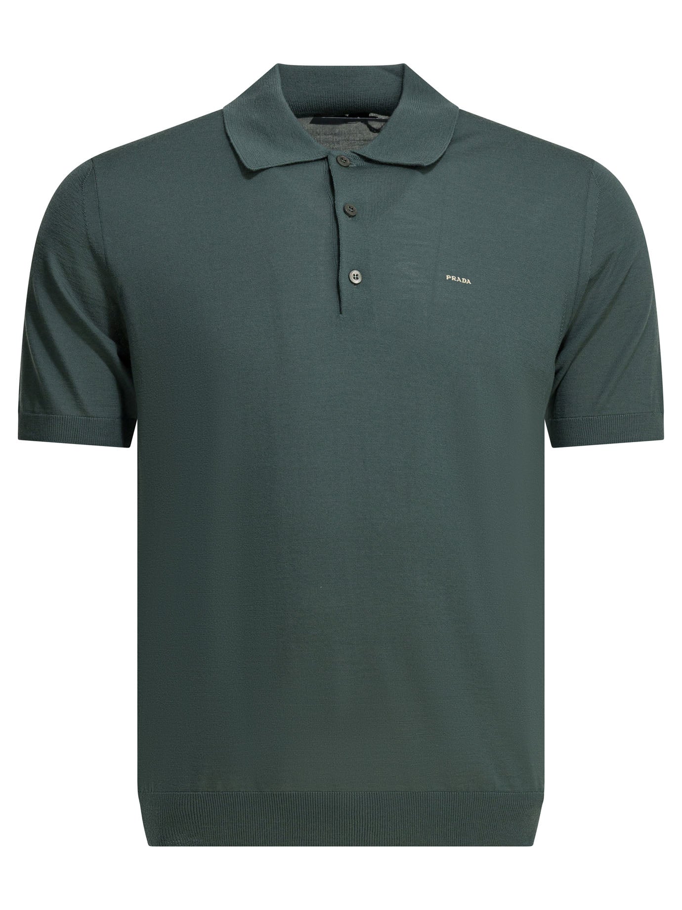 Prada Virgin wool polo shirt with logo - Green