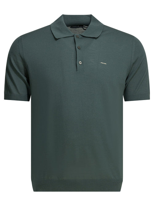 Prada Virgin wool polo shirt with logo - Green