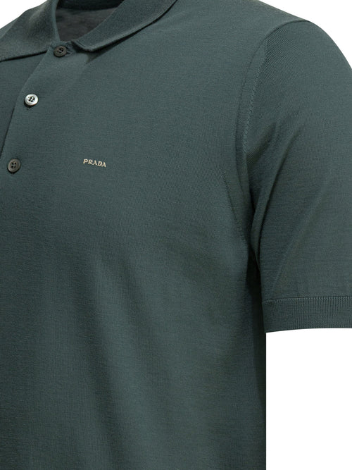 Prada Virgin wool polo shirt with logo - Green