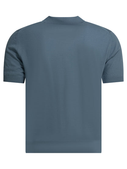 Prada Virgin wool polo shirt with logo - Blue