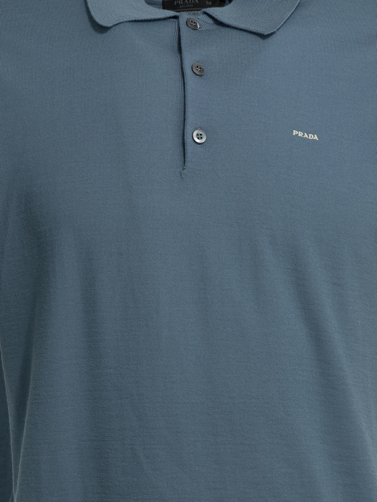 Prada Virgin wool polo shirt with logo - Blue