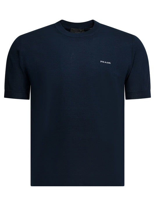 Prada Crew-neck sweater with logo - Blue