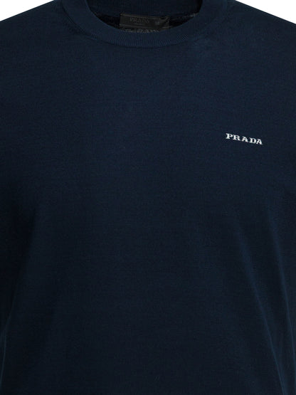 Prada Crew-neck sweater with logo - Blue