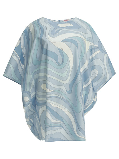 Pucci "Marmo" Short caftan dress - Light Blue