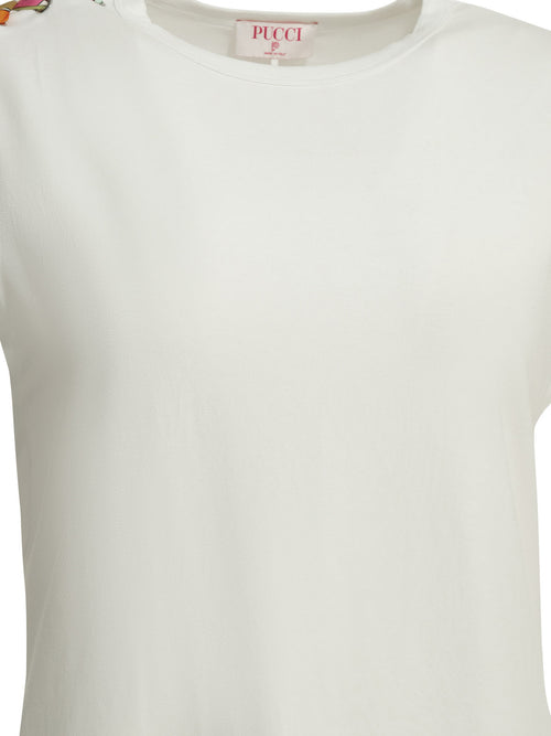 Pucci Crew-neck T-shirt with printed detail - White