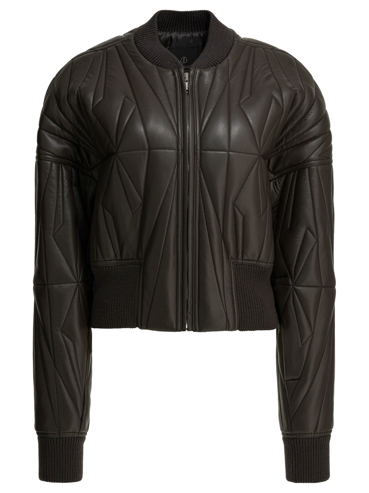Rick Owens "Geocamo Cropped" leather jacket x Moncler - Grey
