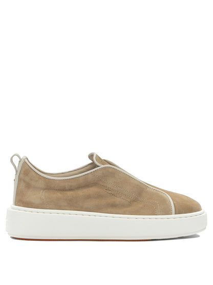 Santoni Low suede sneakers - Beige