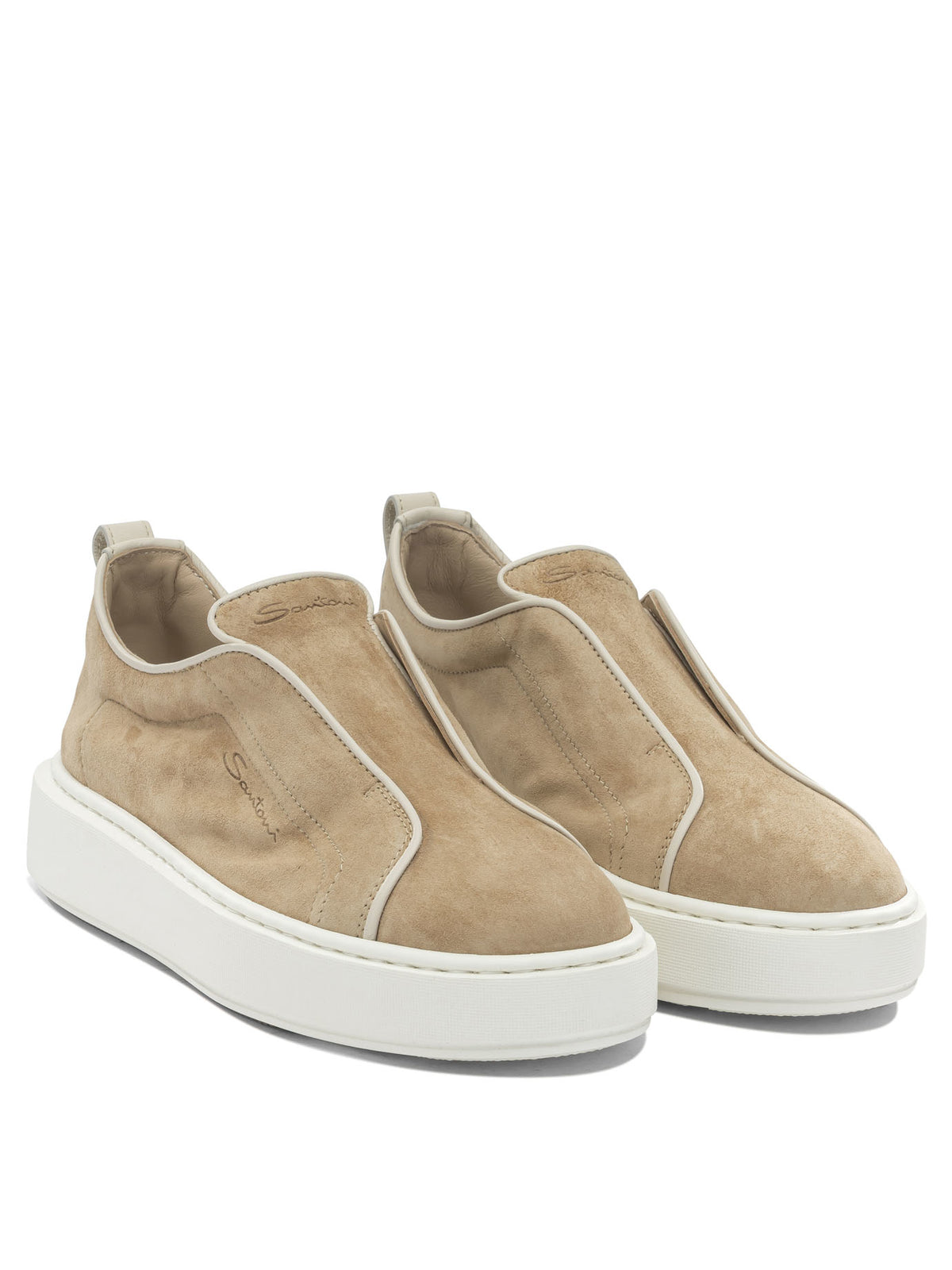 Santoni Low suede sneakers - Beige