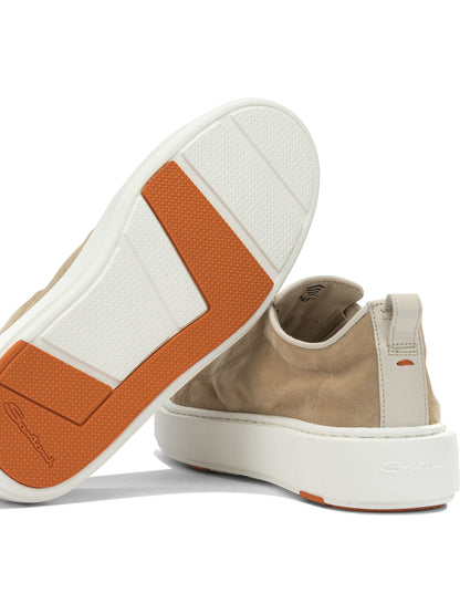 Santoni Low suede sneakers - Beige