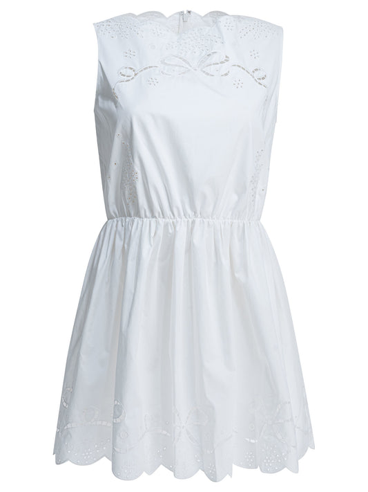 Self-Portrait Short flared dress - White