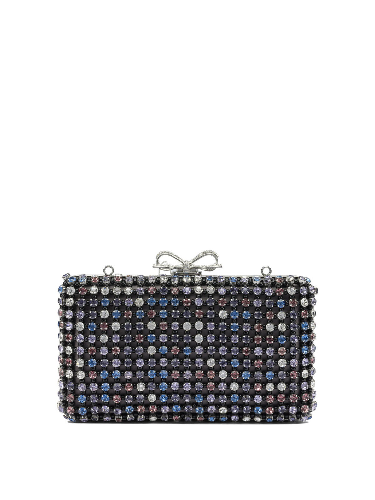 Self-Portrait Multi-crystal knit clutch bag - Black
